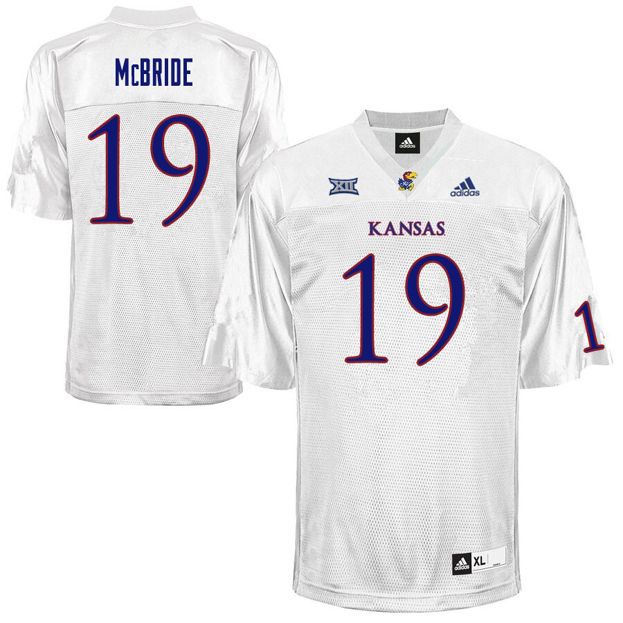 Men #19 Steven McBride Kansas Jayhawks College Football Jerseys Sale-White - Click Image to Close